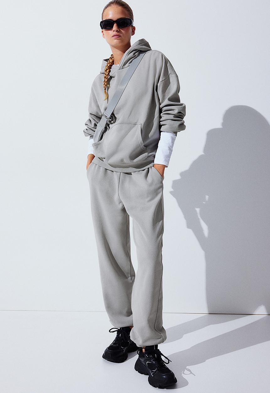 H&M - Oversized washed-look hoodie - light grey