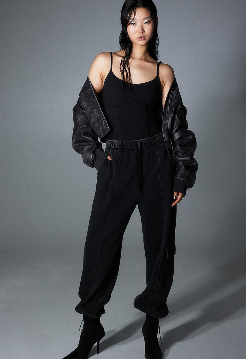 H&M - Cargo sweatpants - black/washed out