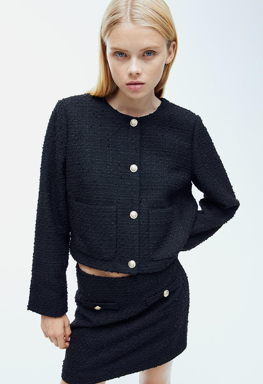 H&M - Bouclé mini skirt - black