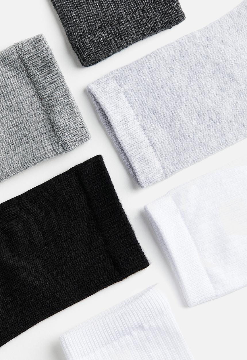 H&M - 7-pack socks - white/light grey marl/black 