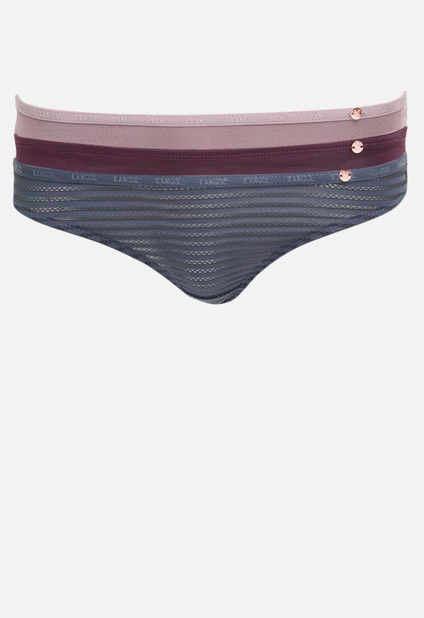 KANGOL - 3 pack thongs - stone navy/chai mocca/grape