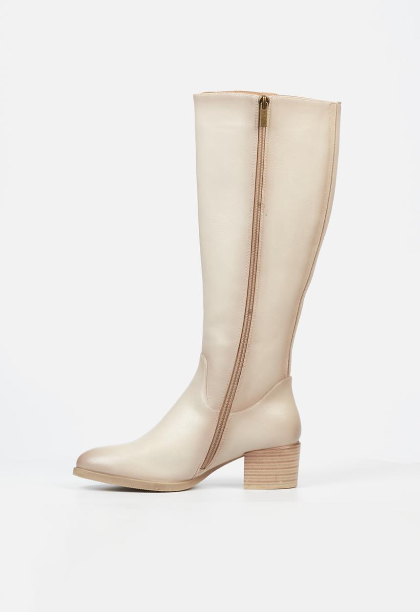 Butterfly Feet - Tacoma 1 block heel boot - bone