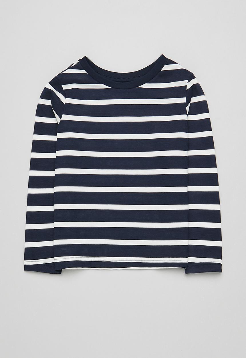 Pop Candy - 2 Pack long sleeve graphic tee - navy stripe & white