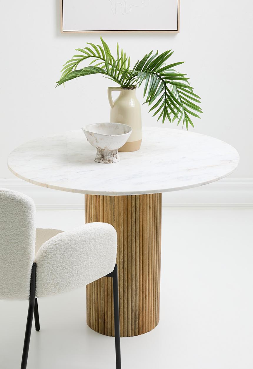 Sixth Floor - Delia marble & wood dining table-Natural