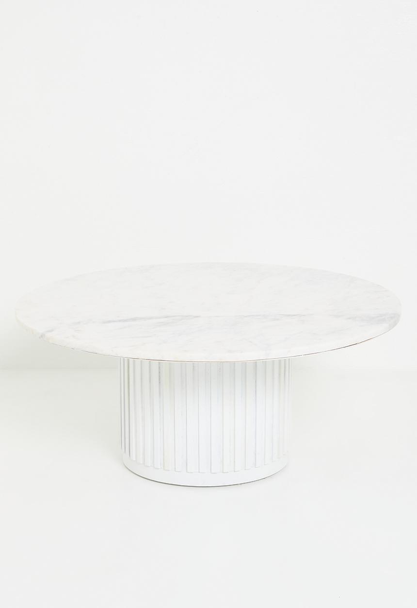 Sixth Floor - Maya marble & wood coffee table-white