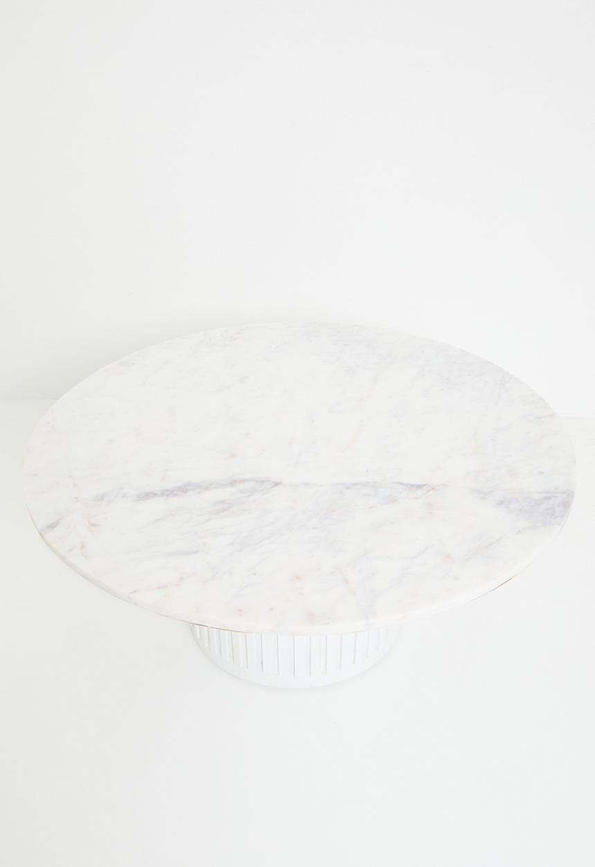 Sixth Floor - Maya marble & wood coffee table-white