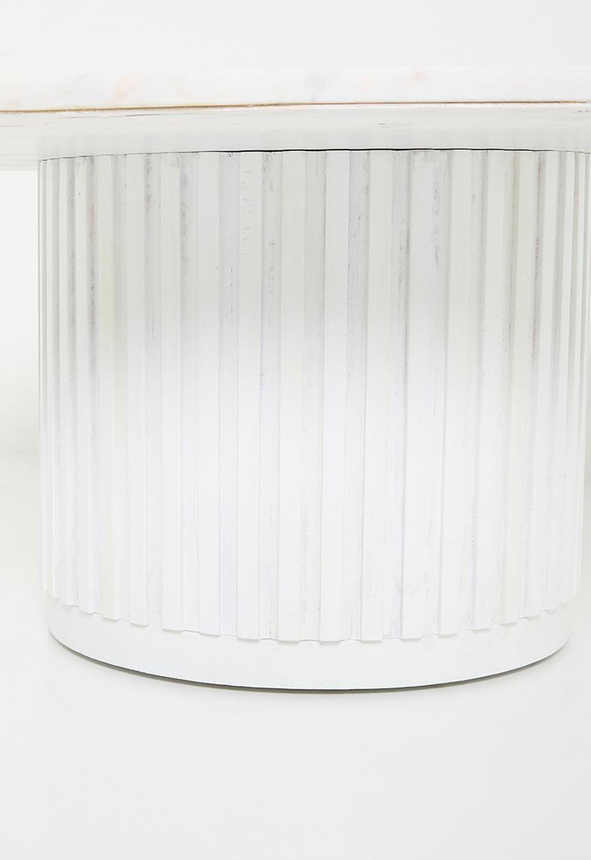Sixth Floor - Maya marble & wood coffee table-white
