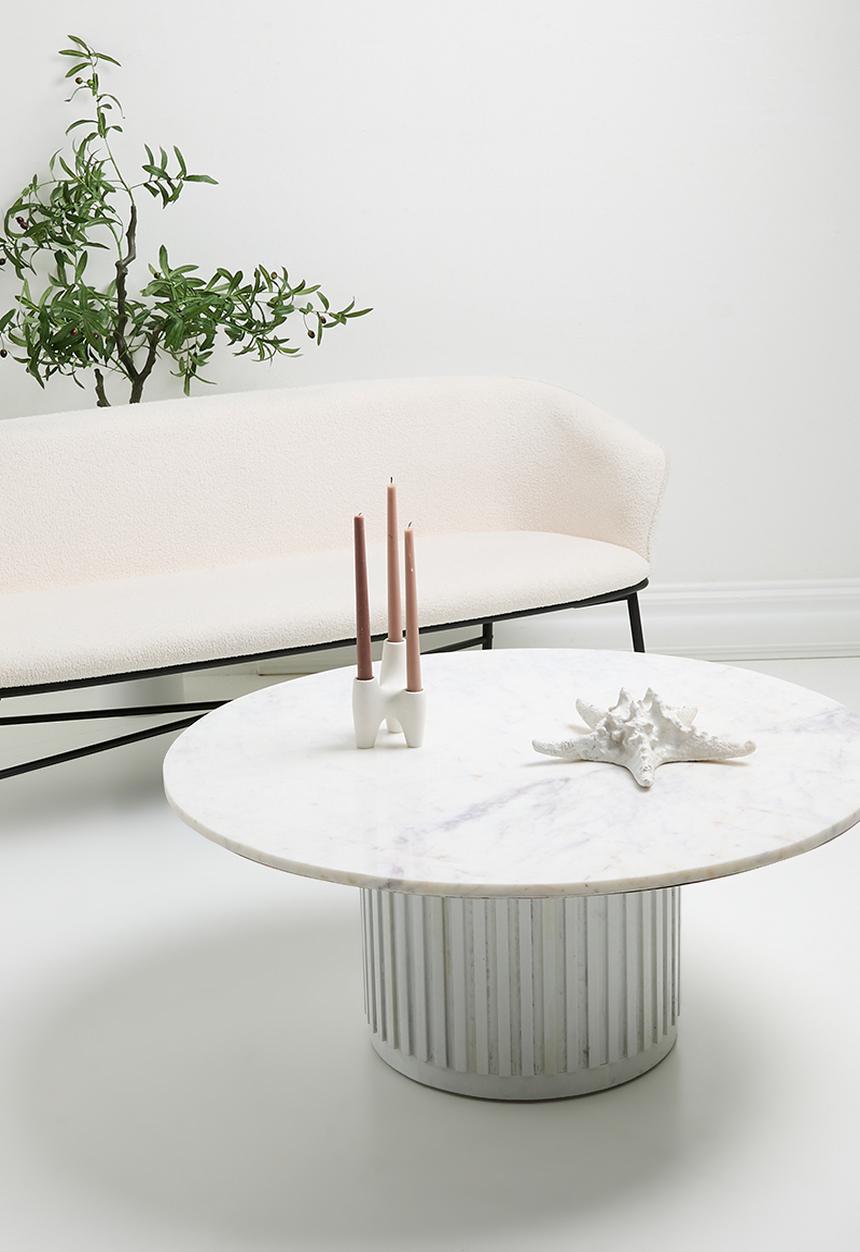 Sixth Floor - Maya marble & wood coffee table-white