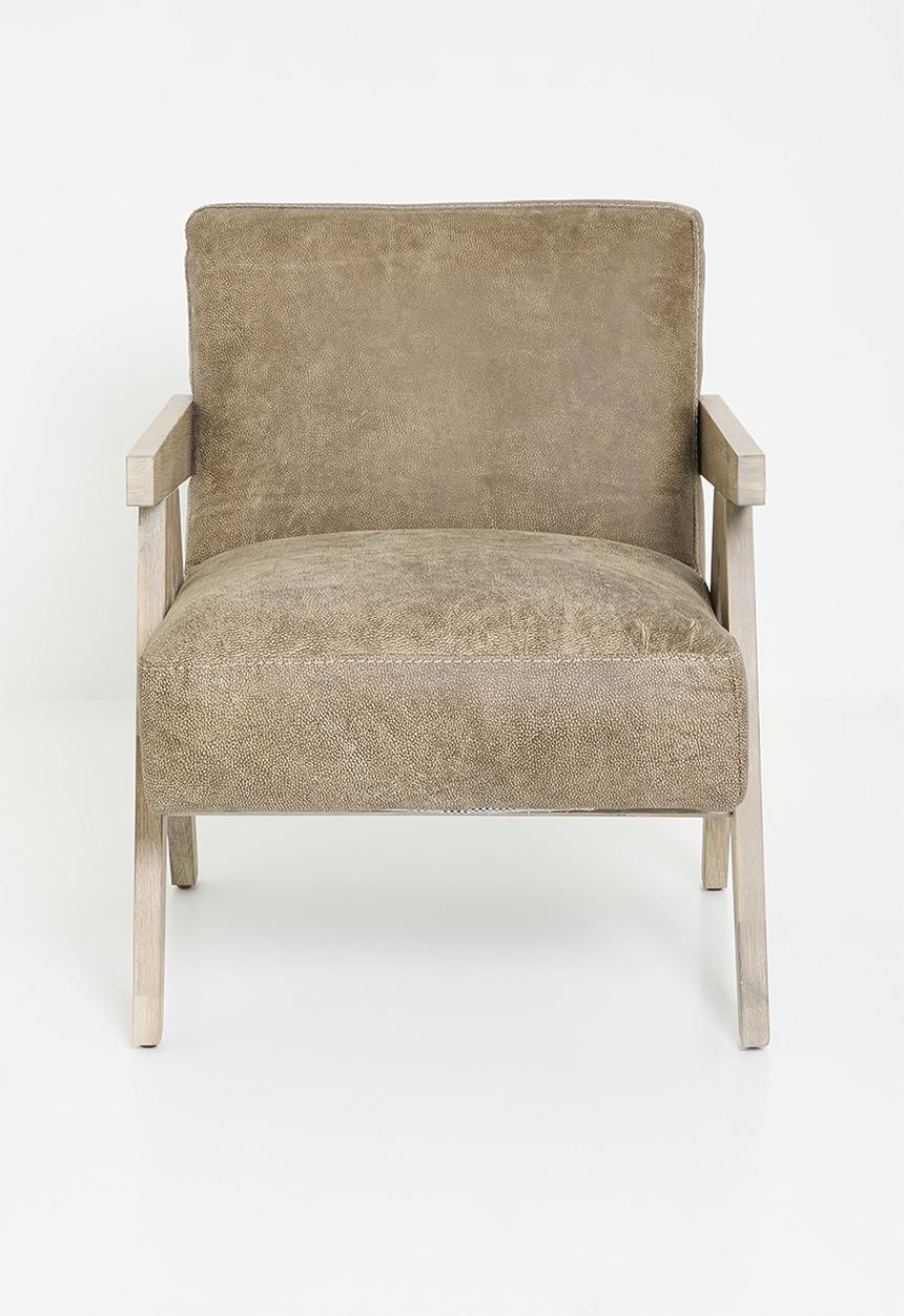 Sixth Floor - Corby genuine leather armchair - stone