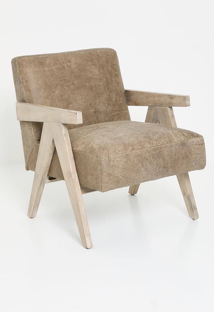 Sixth Floor - Corby genuine leather armchair - stone
