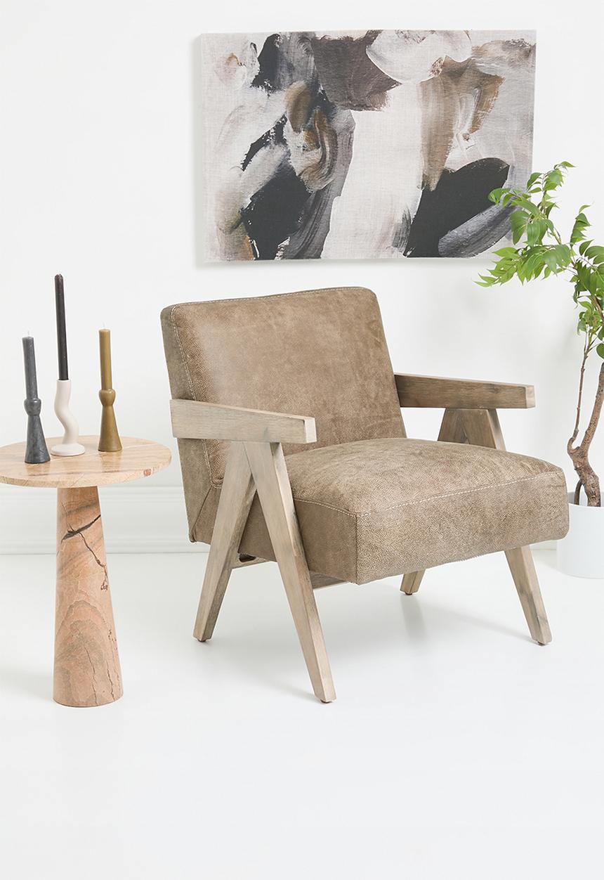 Sixth Floor - Corby genuine leather armchair - stone