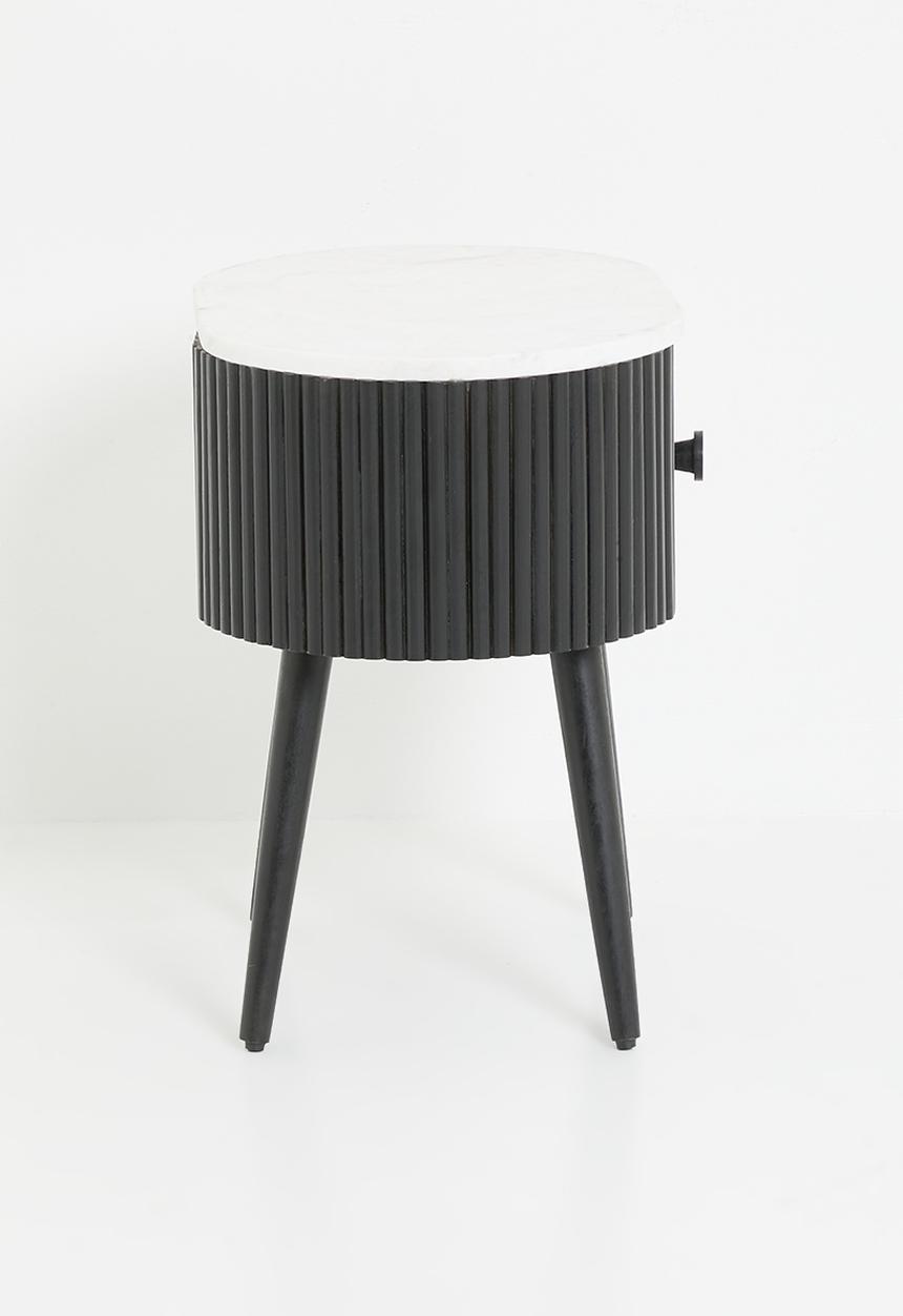 Sixth Floor - Grant marble & wood bedside table - black