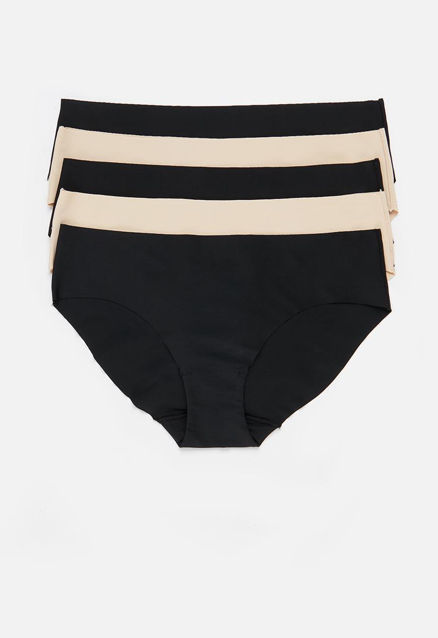 Cotton On - The invisible bikini brief 5 pack - black & frappe