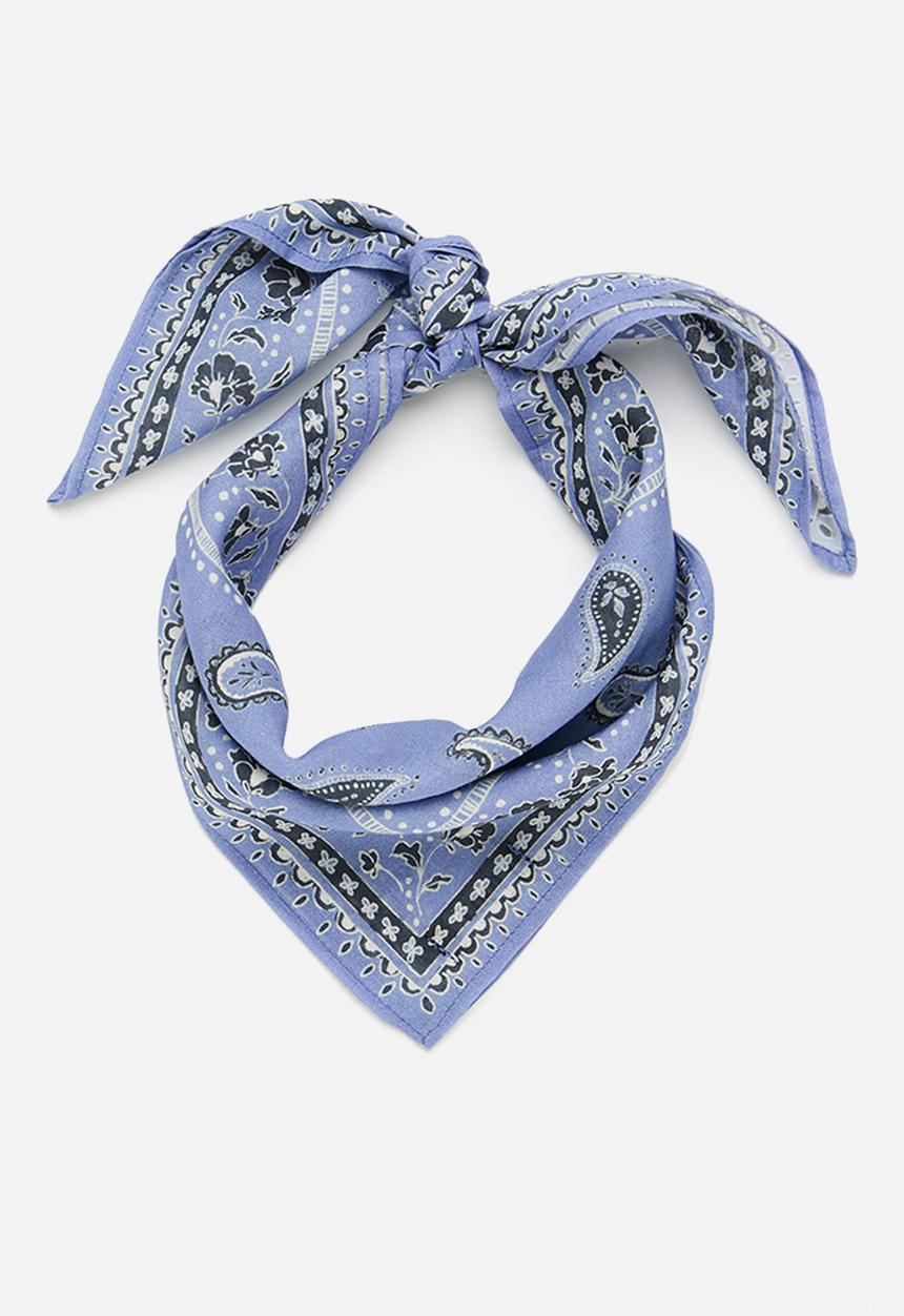 Rubi - Bandana square scarf - vintage blue paisley