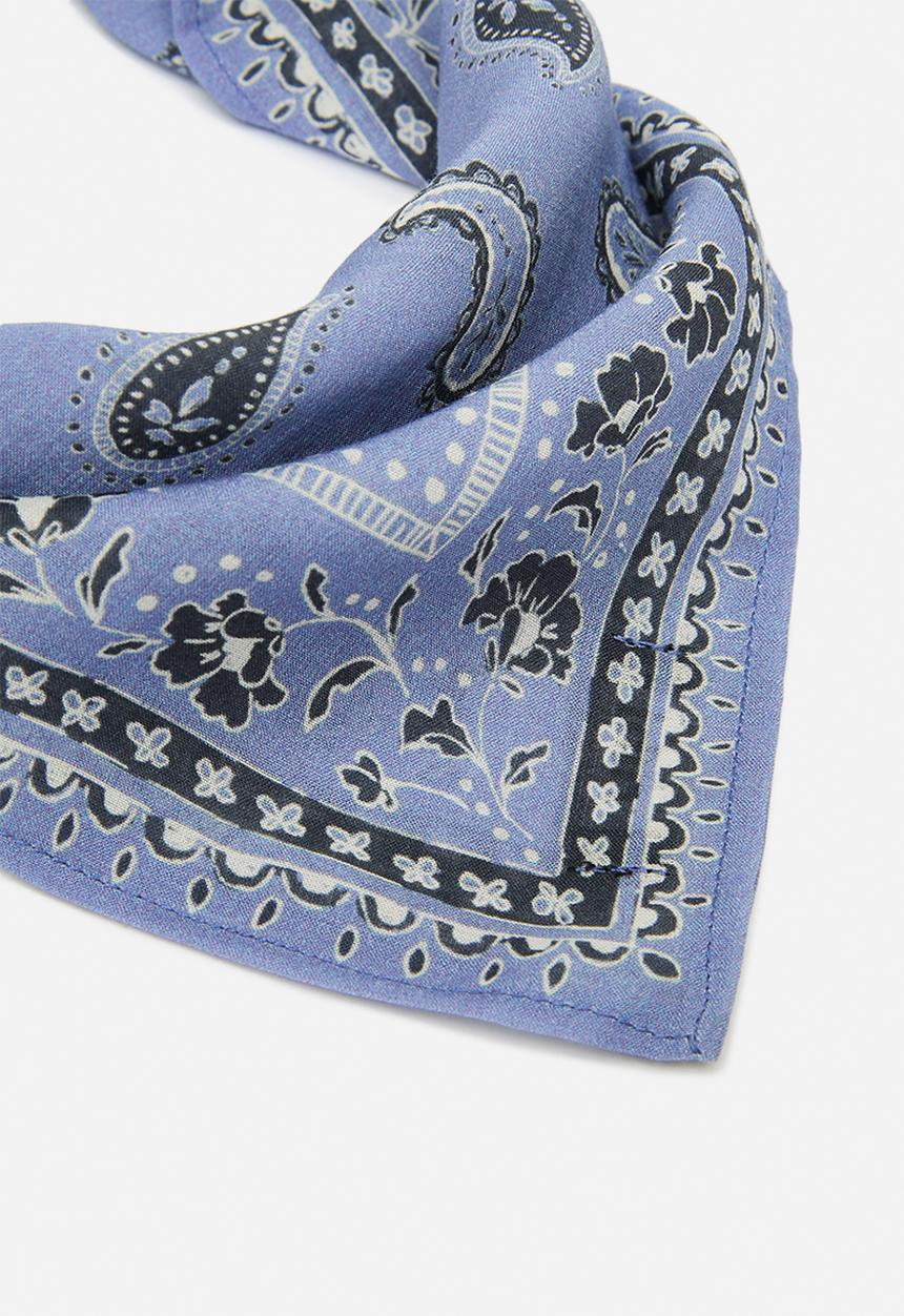 Rubi - Bandana square scarf - vintage blue paisley