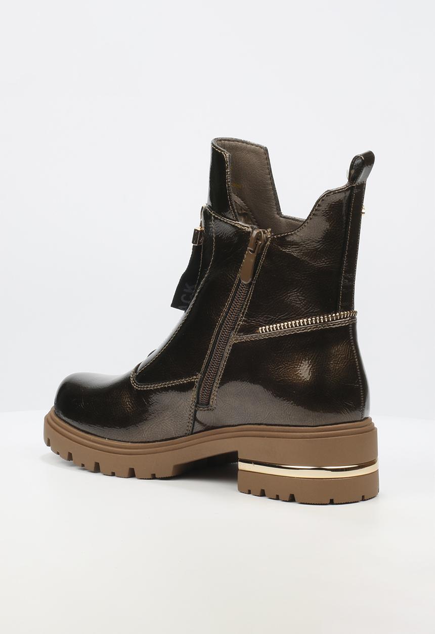Miss Black - Vadar 2 heel trim boot - bronze