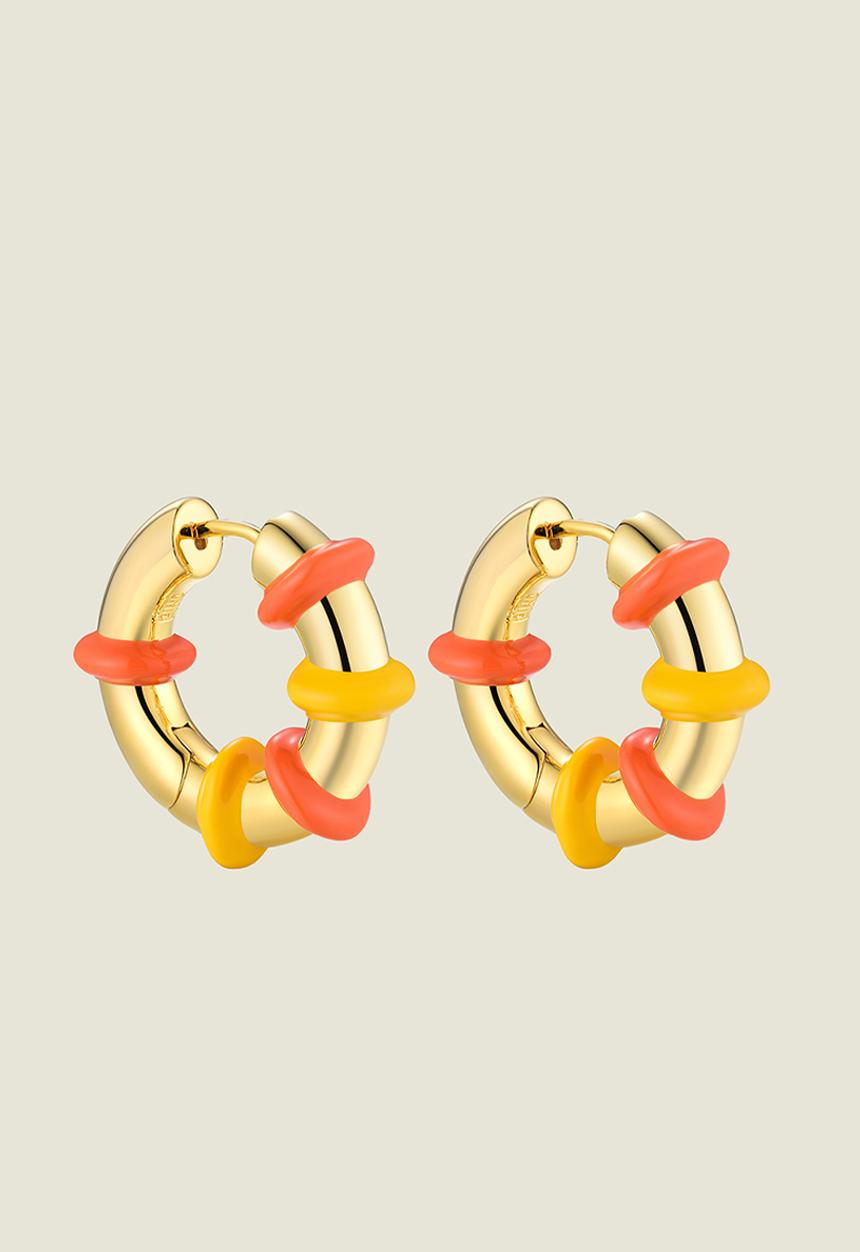 Pina Jewels - Hula Hoops - Gold - Orange & Yellow Enamel