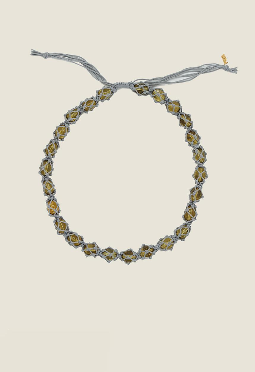 Pina Jewels - Melon Necklace - Grey & Yellow