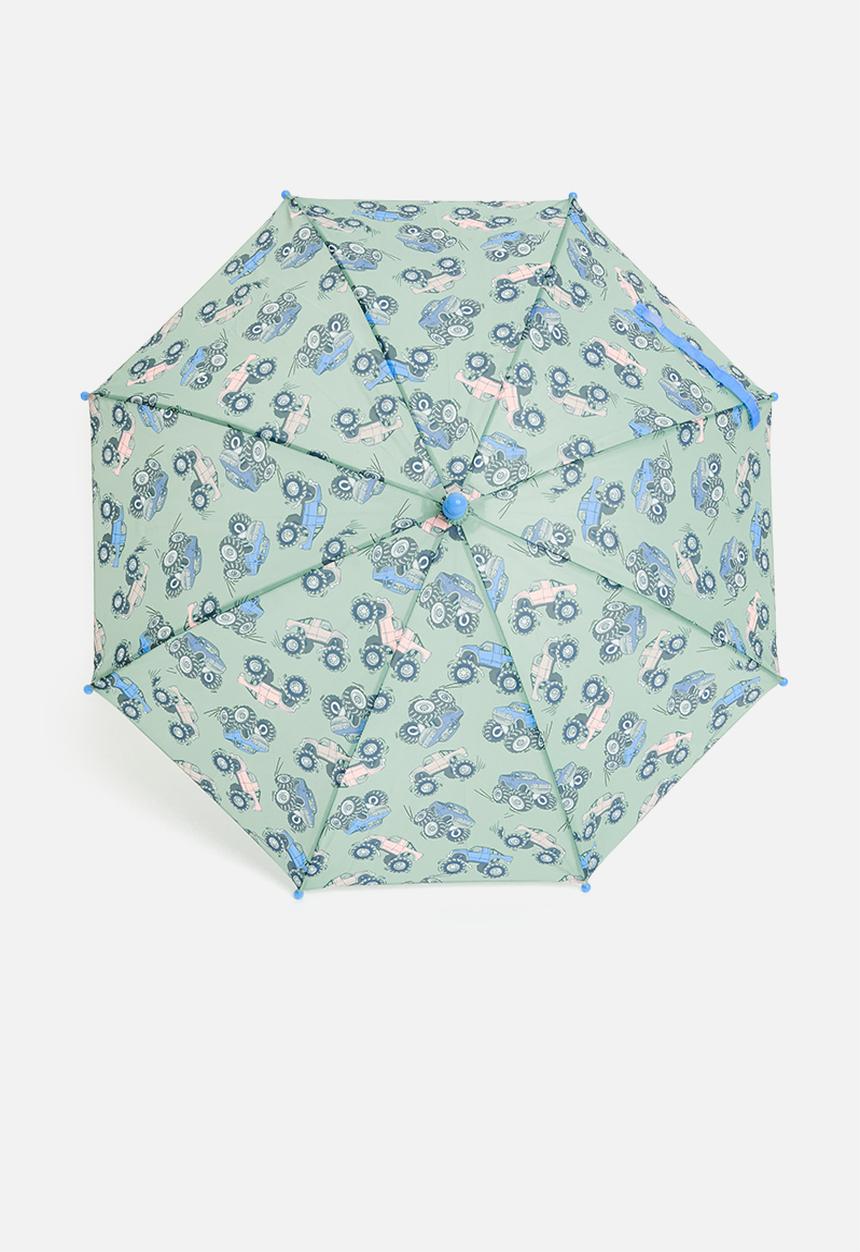 Cotton On - Kids rainy day umbrella - monster trucks/dusk blue