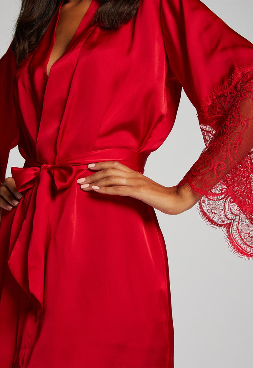 Hunkemoller - Kimono Satin Lace - tango red