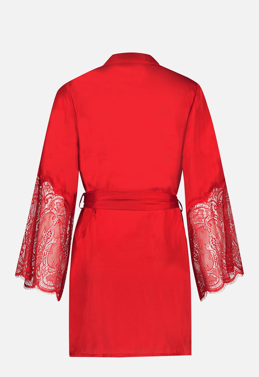 Hunkemoller - Kimono Satin Lace - tango red