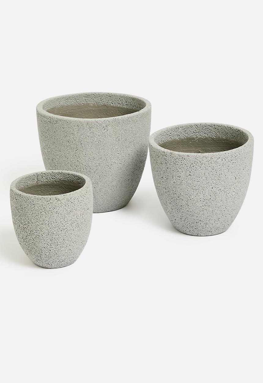 H&S - Leo planter set of 3 - grey