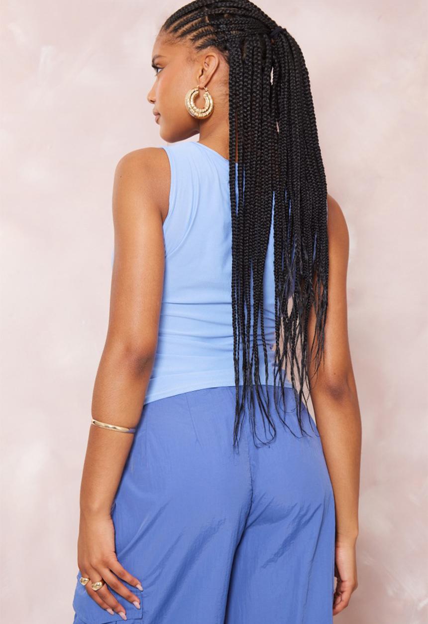 PrettyLittleThing - Dusty blue soft touch sleeveless top - dusty blue