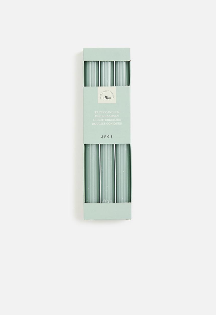 H&S - Taper candle set of 3 - light green
