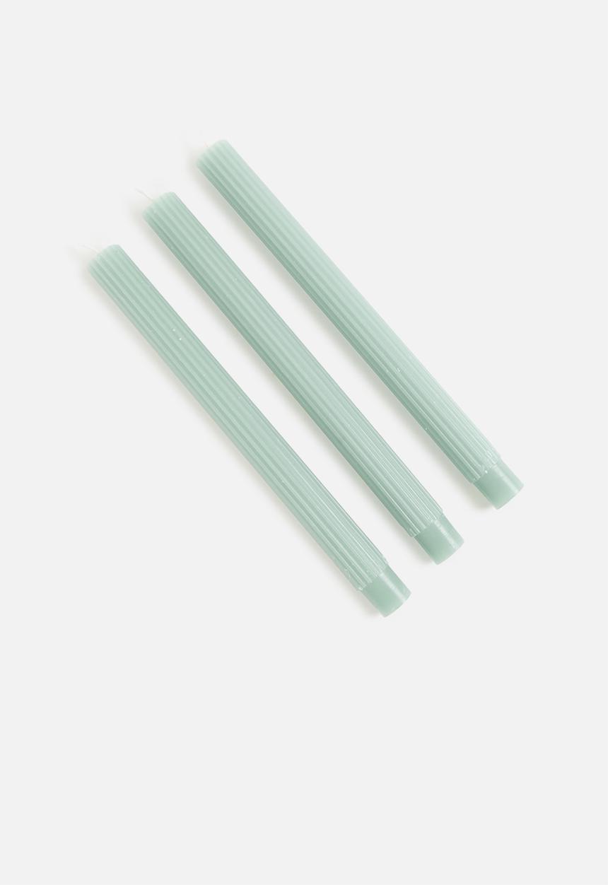 H&S - Taper candle set of 3 - light green