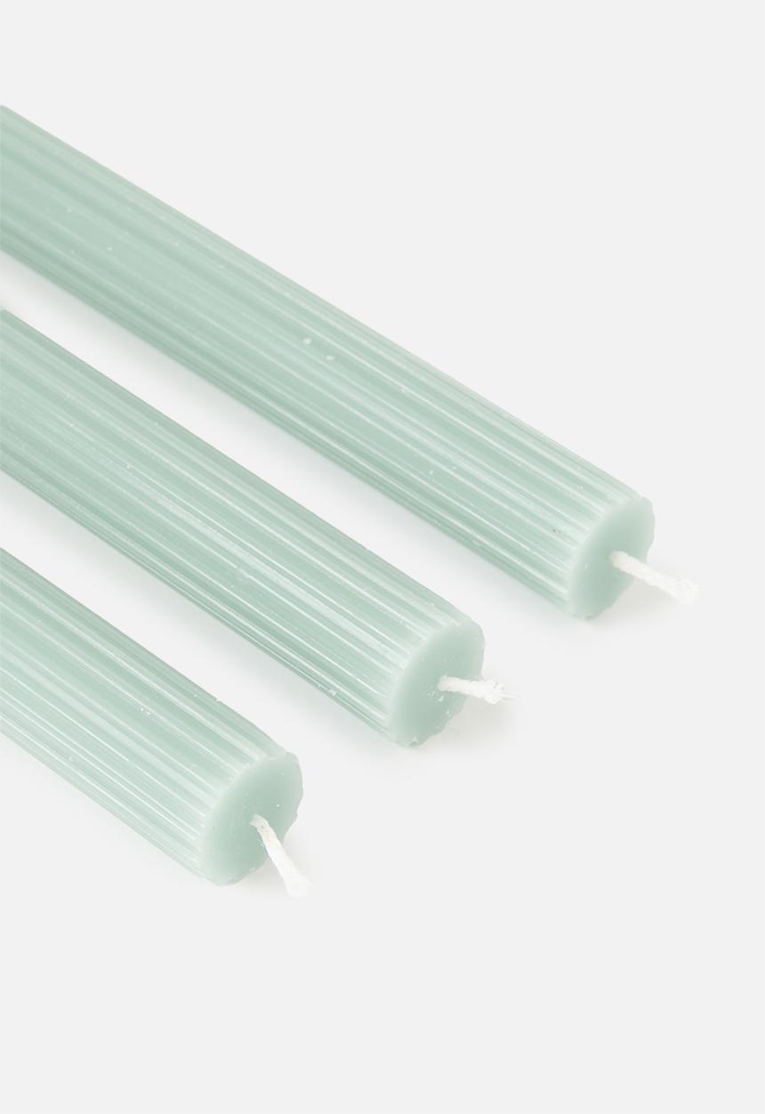 H&S - Taper candle set of 3 - light green
