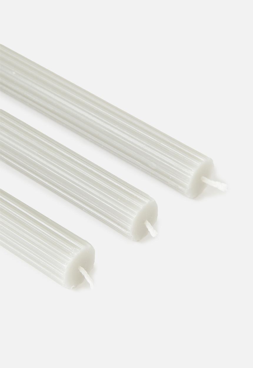 H&S - Taper candle set of 3 - grey