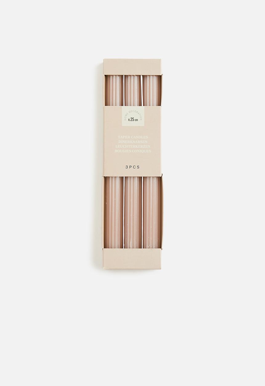 H&S - Taper candle set of 3 - pink