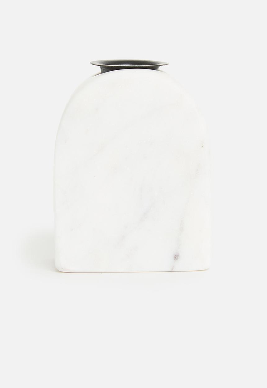 H&S - Marble dinner candle holder - white