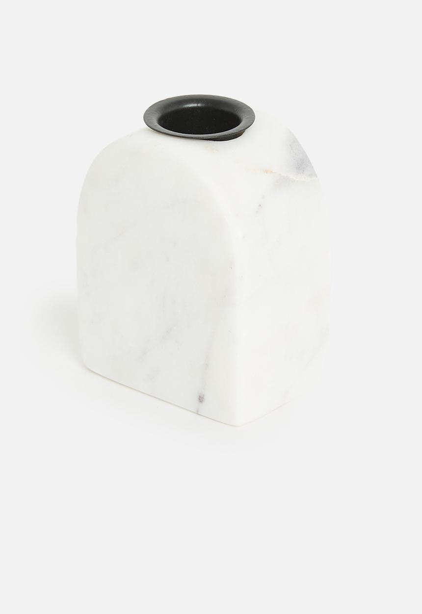 H&S - Marble dinner candle holder - white