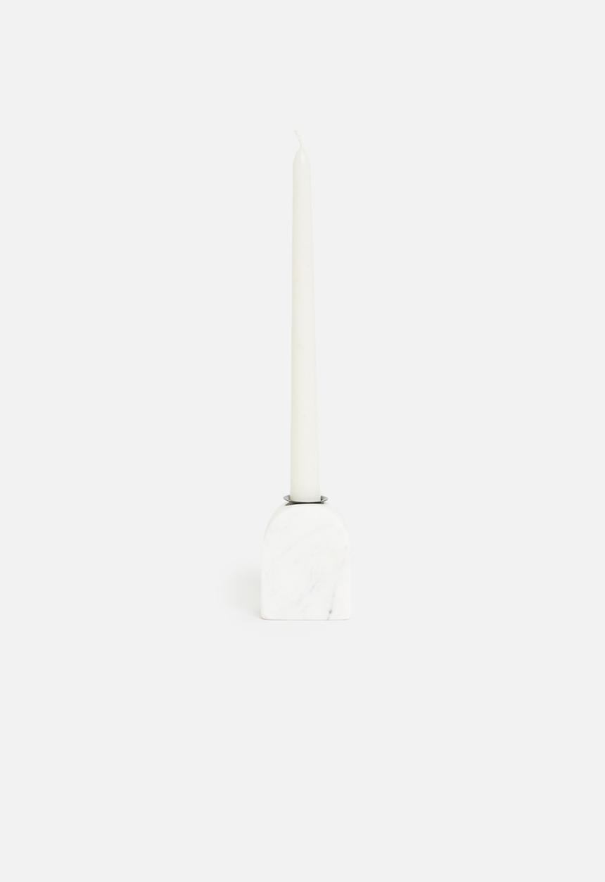 H&S - Marble dinner candle holder - white