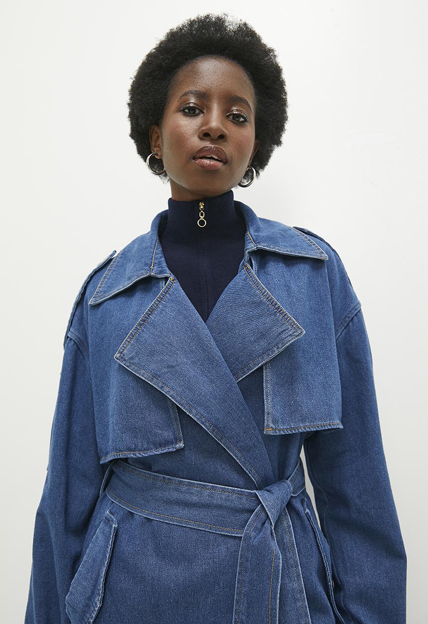 Denim trench coat - mid blue5