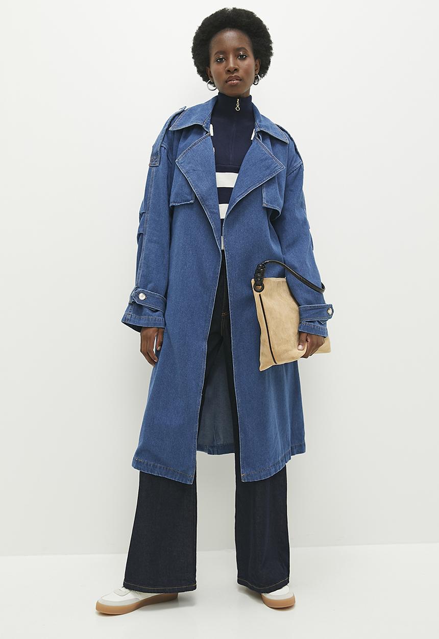 Denim trench coat - mid blue5