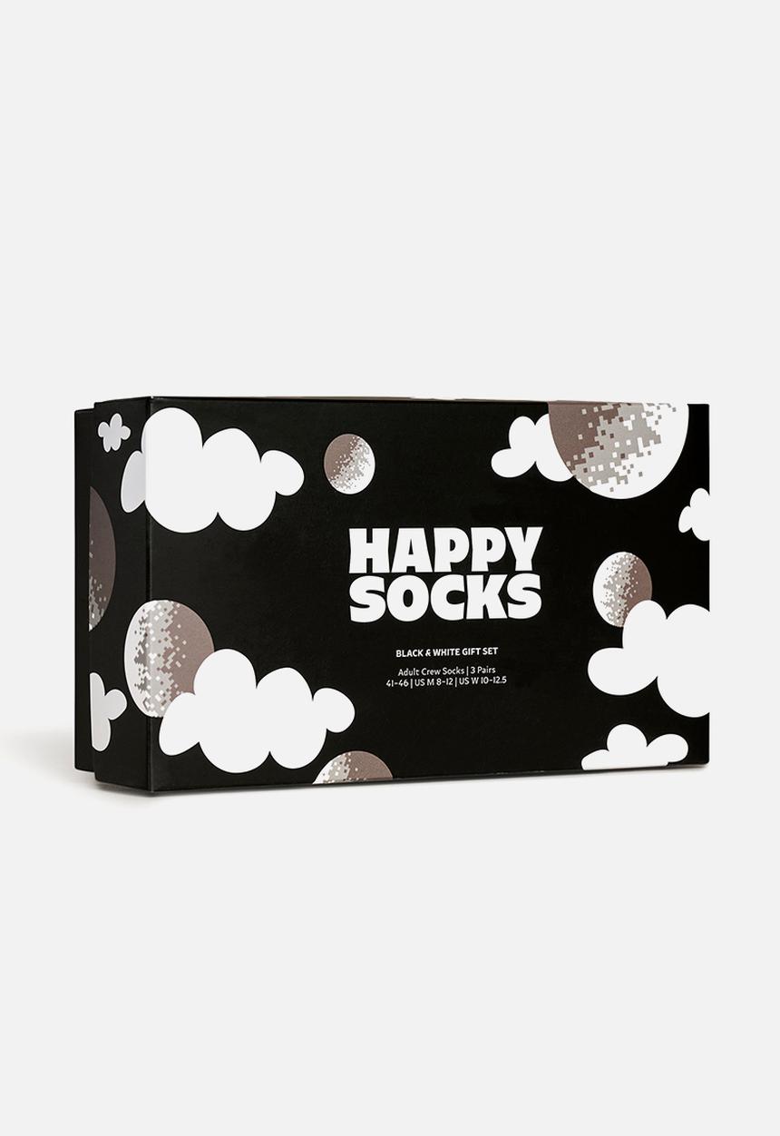 Happy Socks - 3-pack black and white socks gift set - black