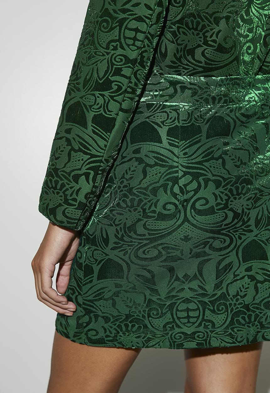 VELVET - Co-ord burnout velour mini - emerald green