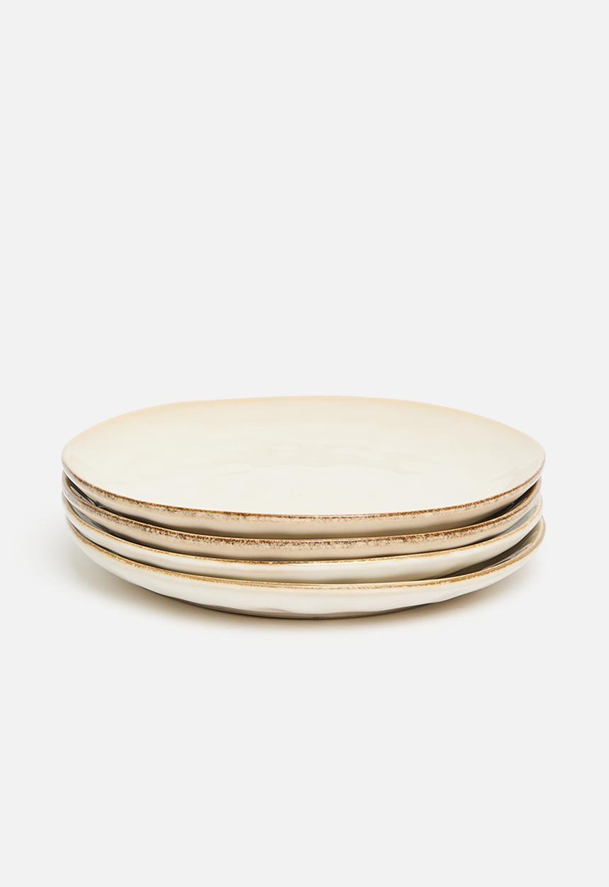 Excellent Houseware - Marta stoneware side plate set of 4 - Natural