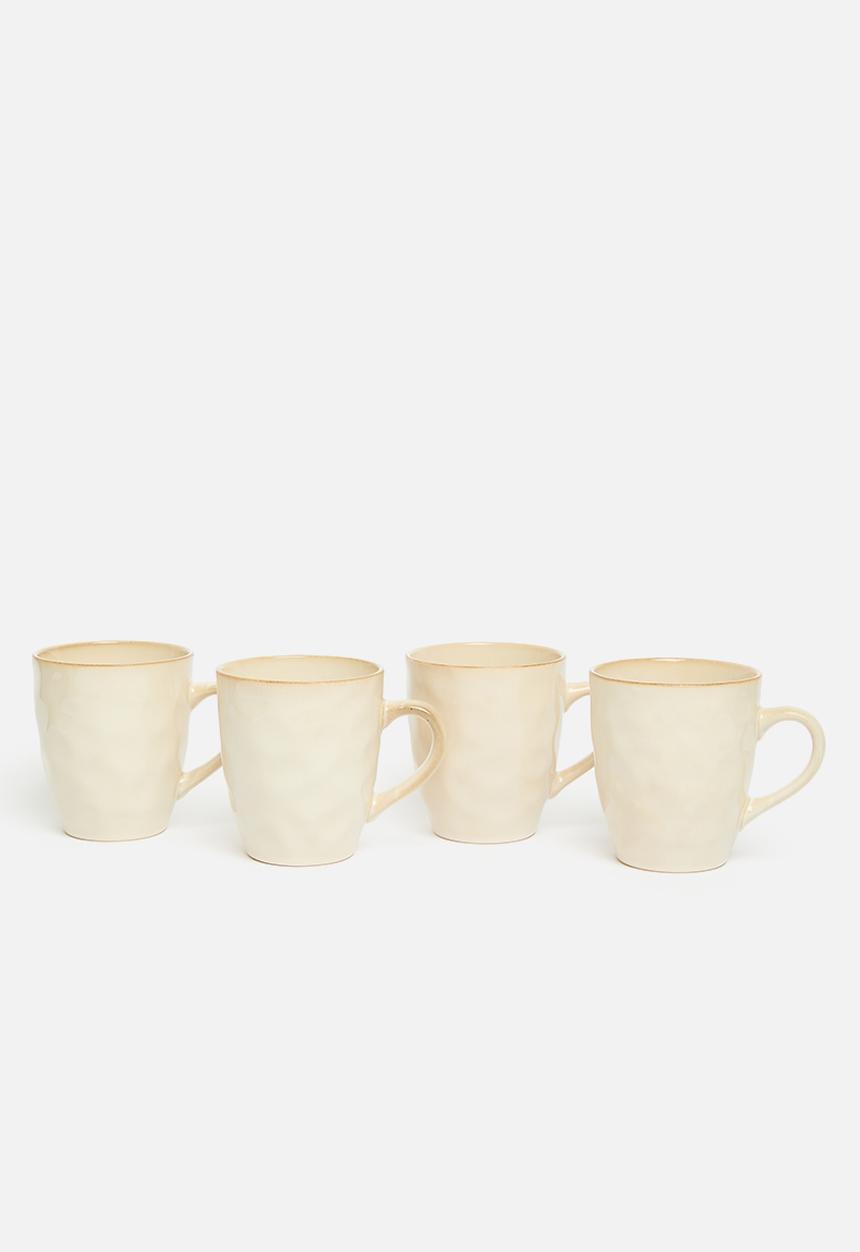 Excellent Houseware - Marta stoneware mug set of 4- Natural