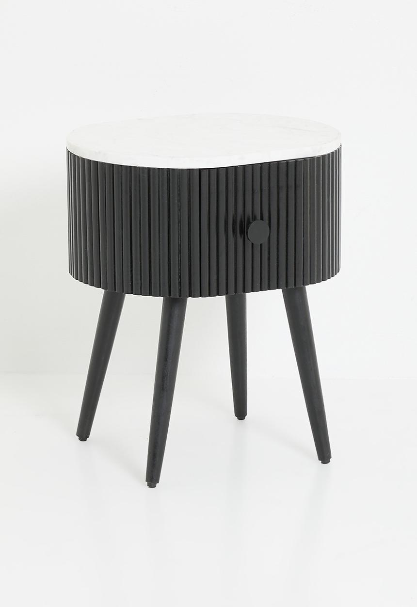 Sixth Floor - Grant marble & wood bedside table - black