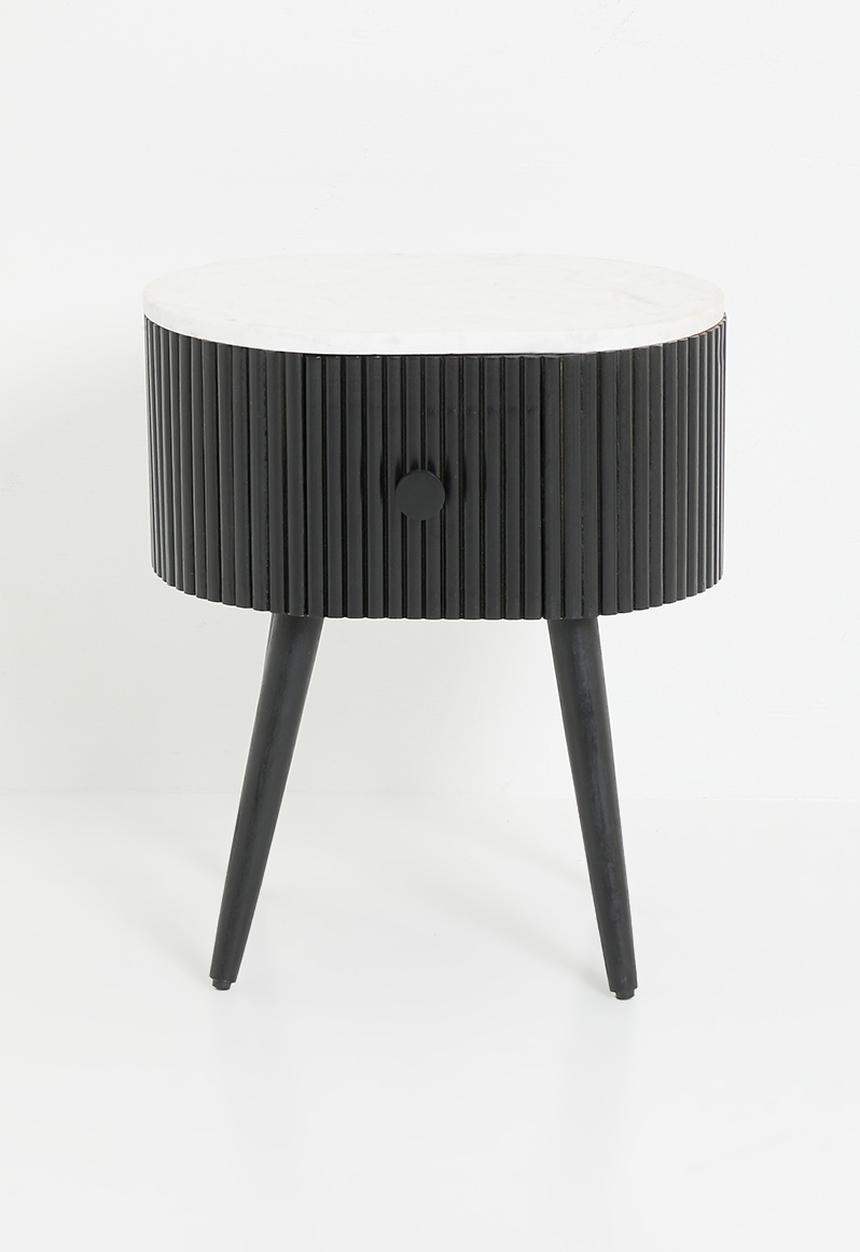 Sixth Floor - Grant marble & wood bedside table - black