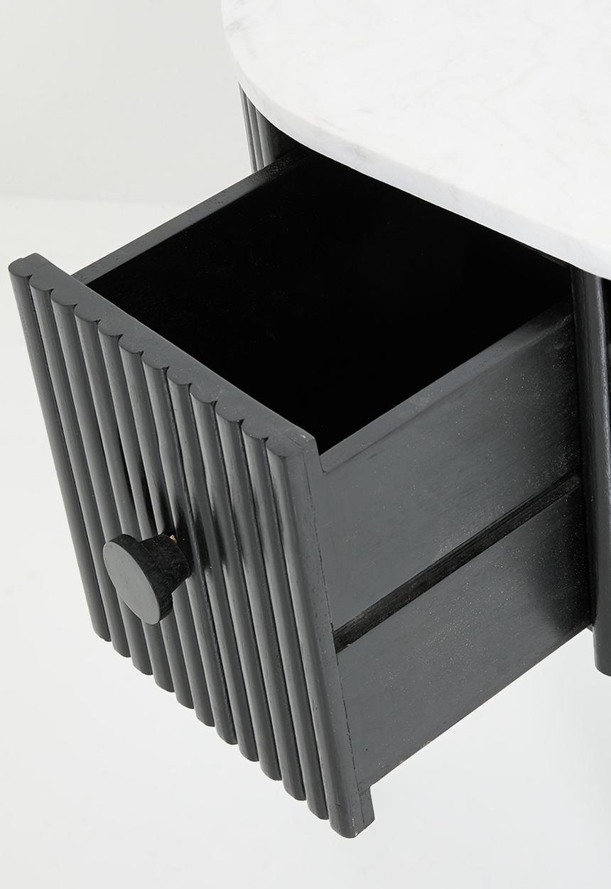 Sixth Floor - Grant marble & wood bedside table - black