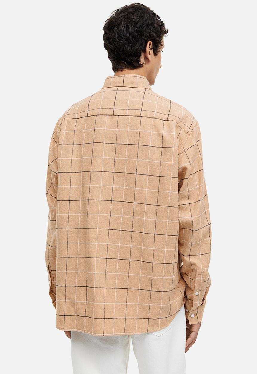 H&M - Regular fit flannel shirt - beige checked 