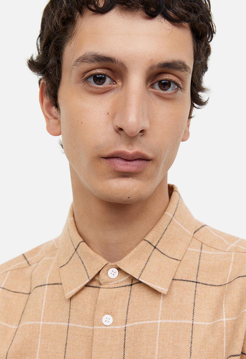 H&M - Regular fit flannel shirt - beige checked 