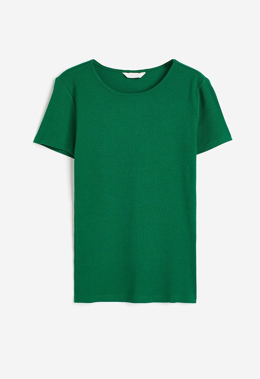 H&M - Ribbed T-shirt - green