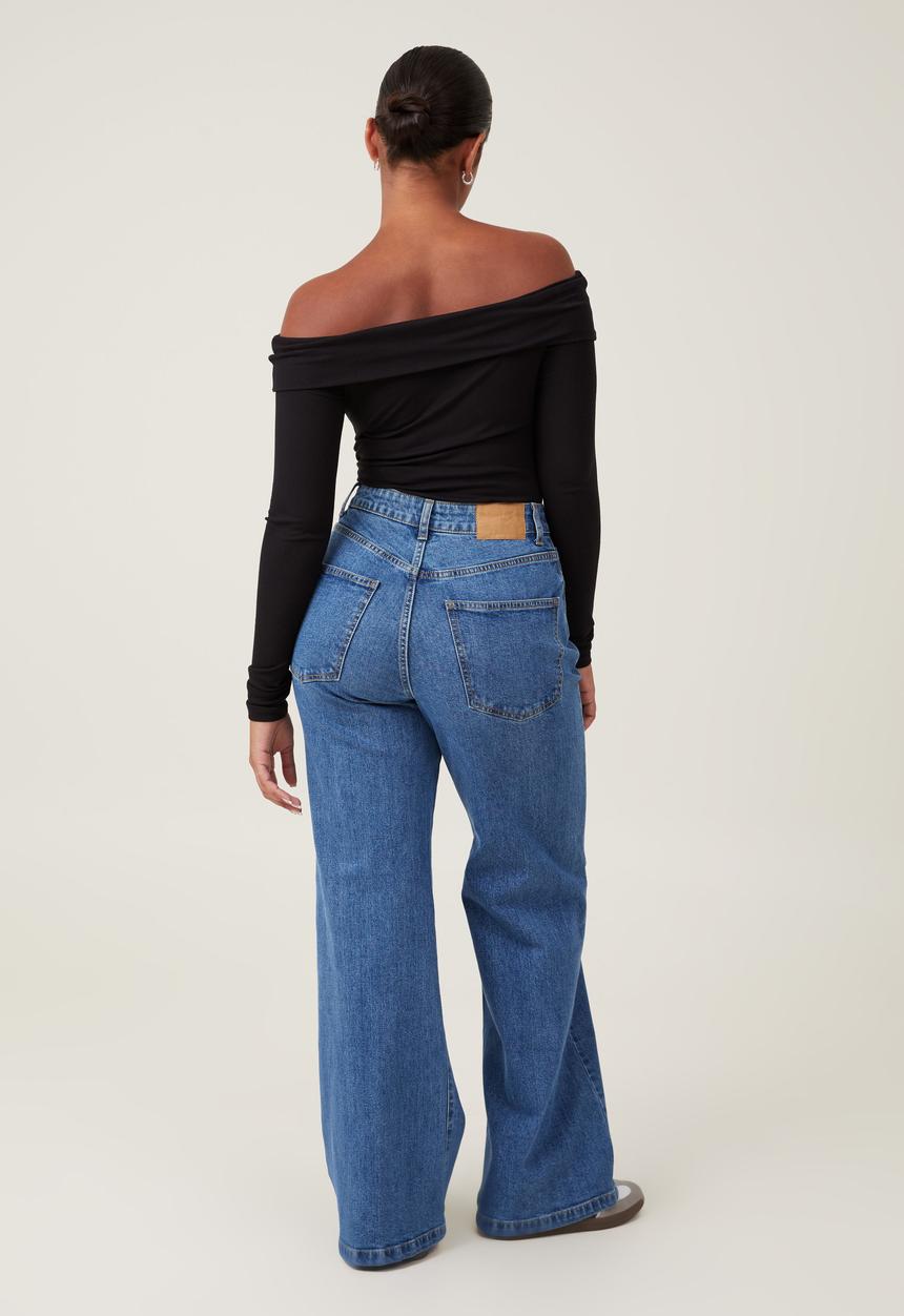 Cotton On - Plus Curvy Stretch Wide Jean - sea Blue