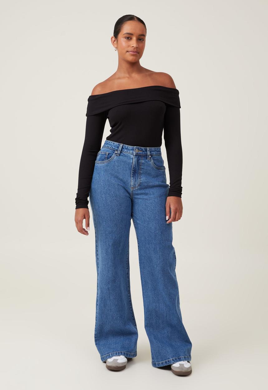 Cotton On - Plus Curvy Stretch Wide Jean - sea Blue
