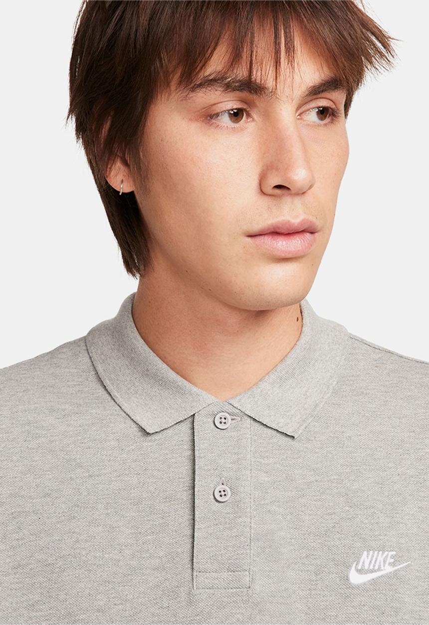 Nike -  Club s/s  pique polo  - dk grey heather/white